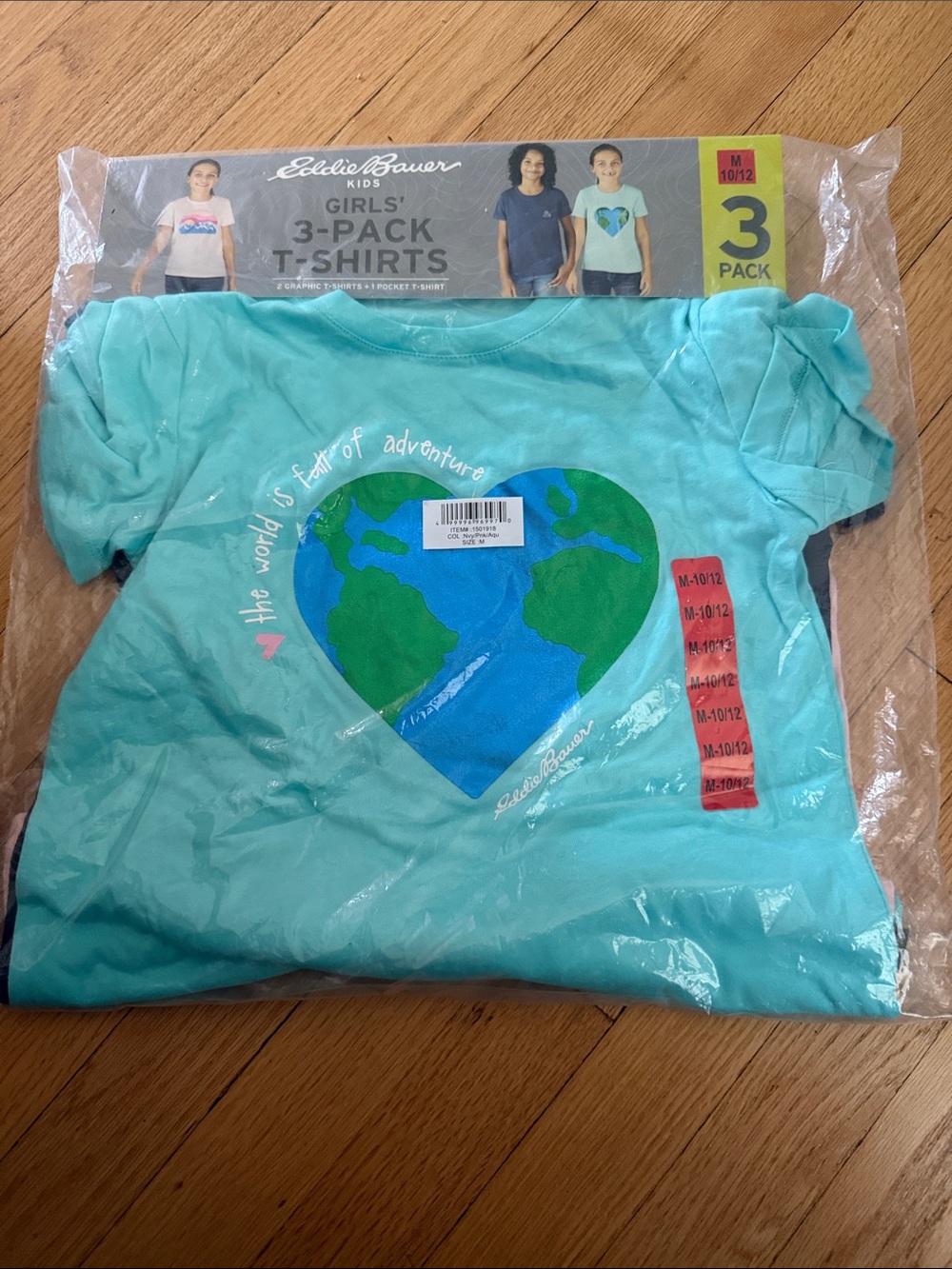Eddie Bauer Girls Turquoise Heart Earth Graphic Tee